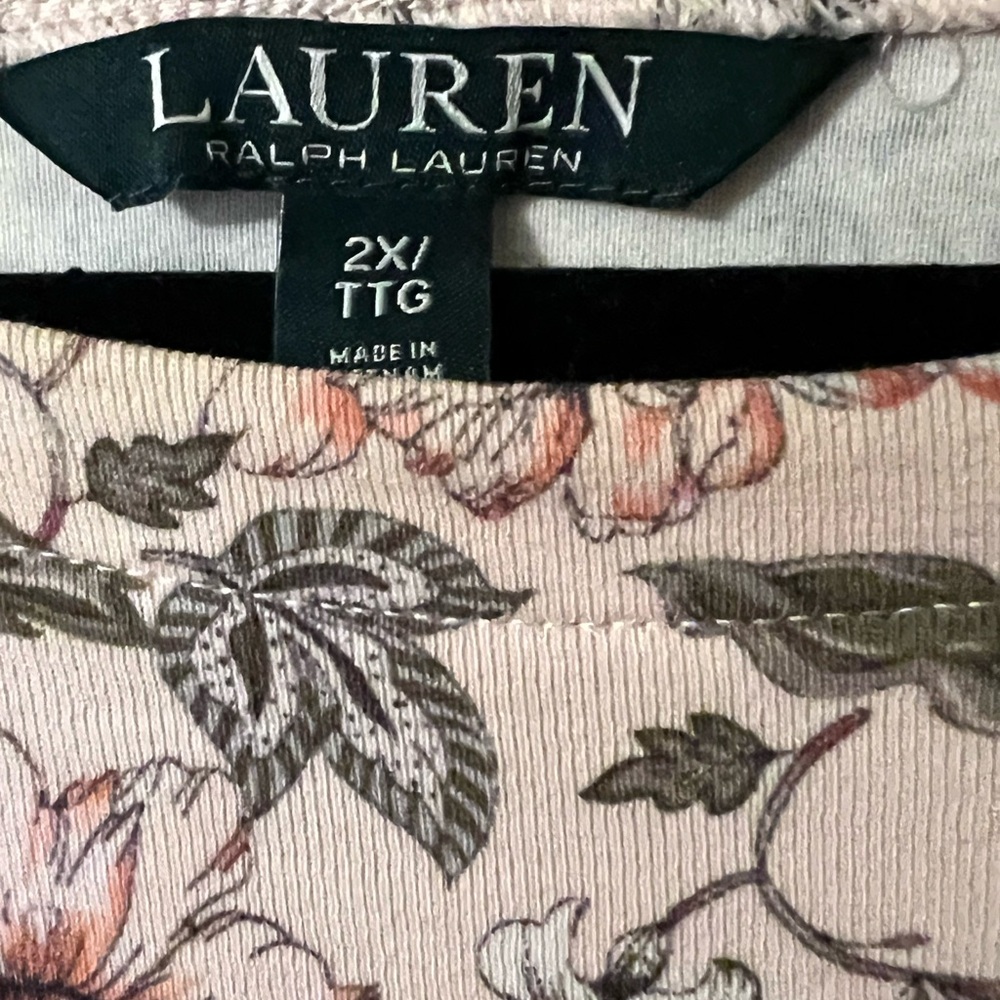 Lauren Ralph Lauren LRL Floral Stretch Cotton Boatneck Tee 2X plus size - Picture 4 of 11